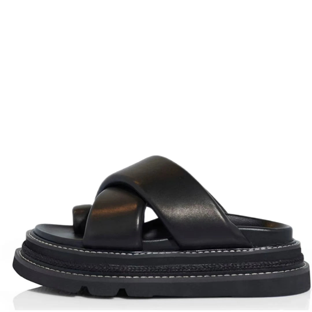 Summer classic leather cross strap toe cover, personalized and comfortable height increasing sandals