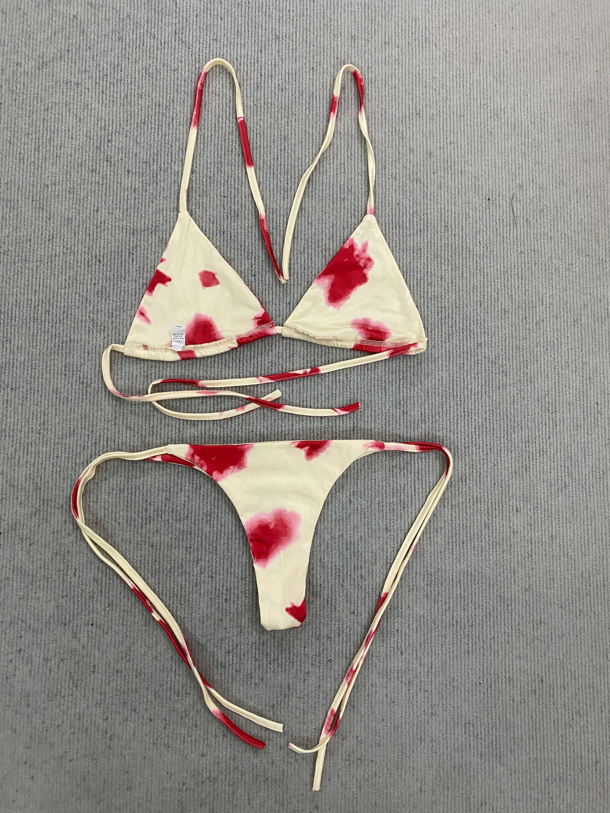 2026 New Women's Tie Dye Bikini Set Triangle String Thong Swimsuit Sexy Halter Beach Vacation Pool Bathing Suit