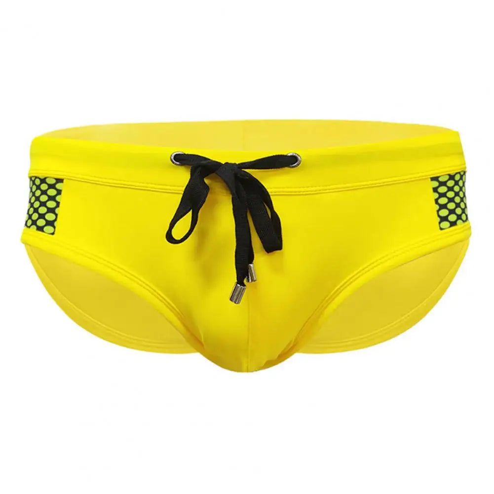 Men Summer Swim Briefs Low-rise Drawstring Sexy Swimming Briefs Dot Stitching Print Swimming Trunks Swimwear 남성 수영 팬티