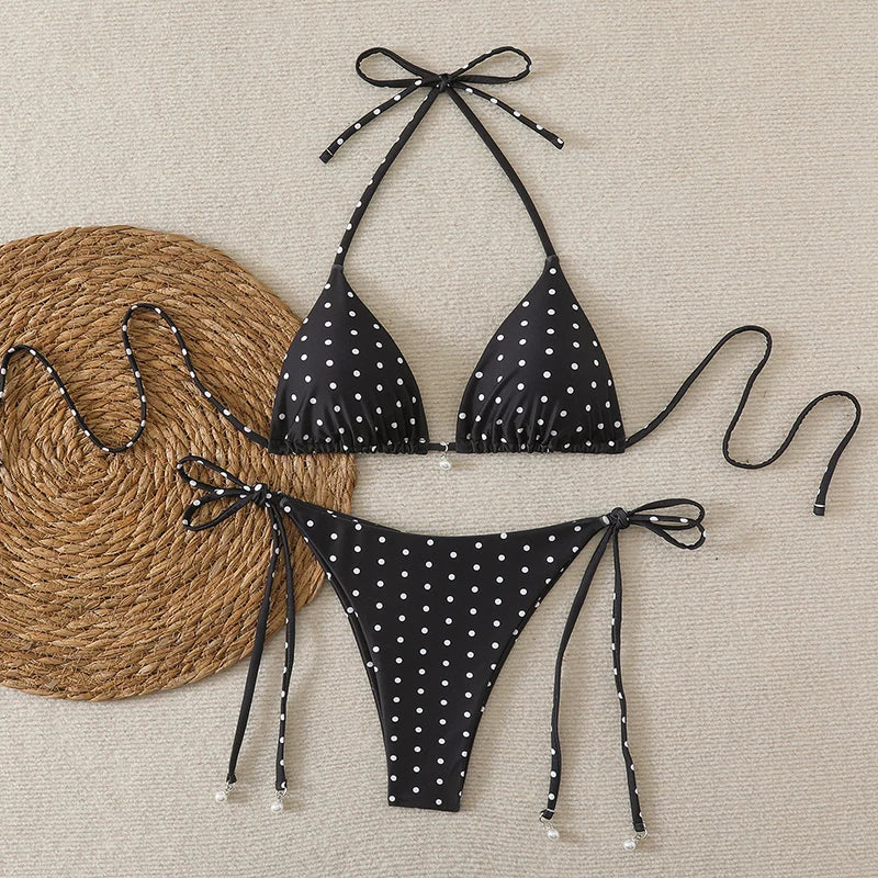 Sexy Micro Bikinis Sets Pearl Dot Print Swimwear 2026 Bathing Suit Woman Beachwear Women Beach Summer Bikini Two-piece Swimsuit