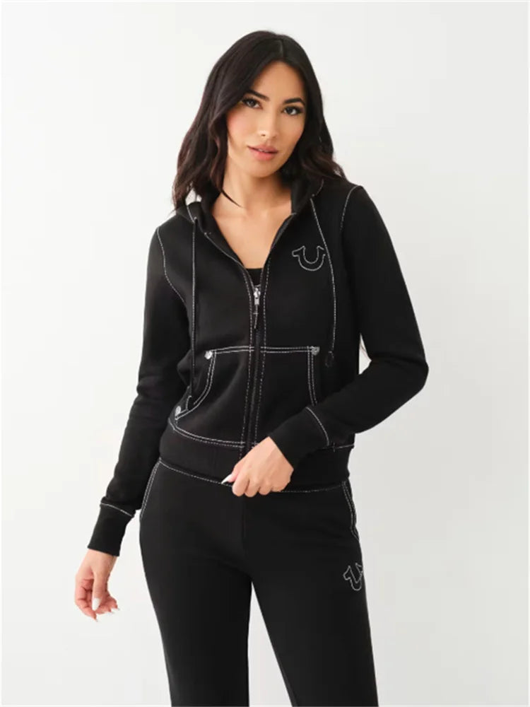 2025 Fall Casual Tracksuits Women Sets Long Sleeve Hoodie Tops Pants Streetwear Sports Two 2 Piece Matching Sets red Outfits