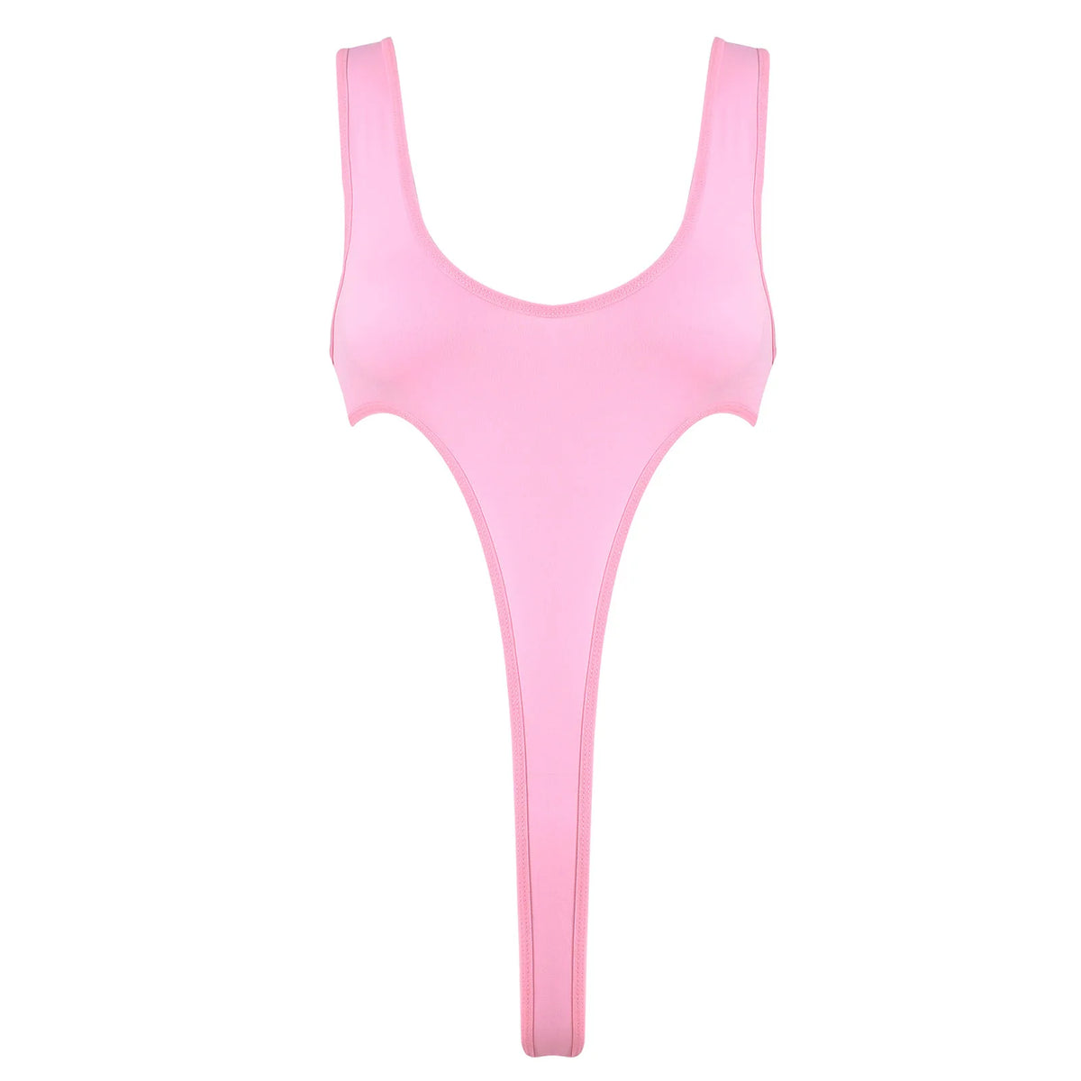 Women's Swimsuit One Piece Silky See Through Sheer Lingerie Swimwear Deep Scoop Neck Sleeveless High Cut Thong Leotard Bodysuit
