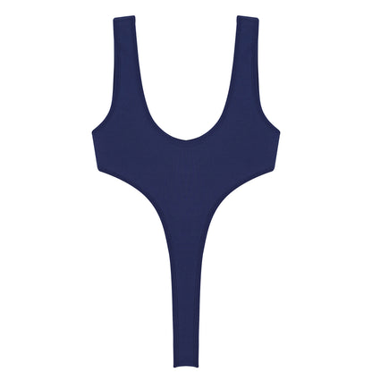 Women's Swimsuit One Piece Silky See Through Sheer Lingerie Swimwear Deep Scoop Neck Sleeveless High Cut Thong Leotard Bodysuit