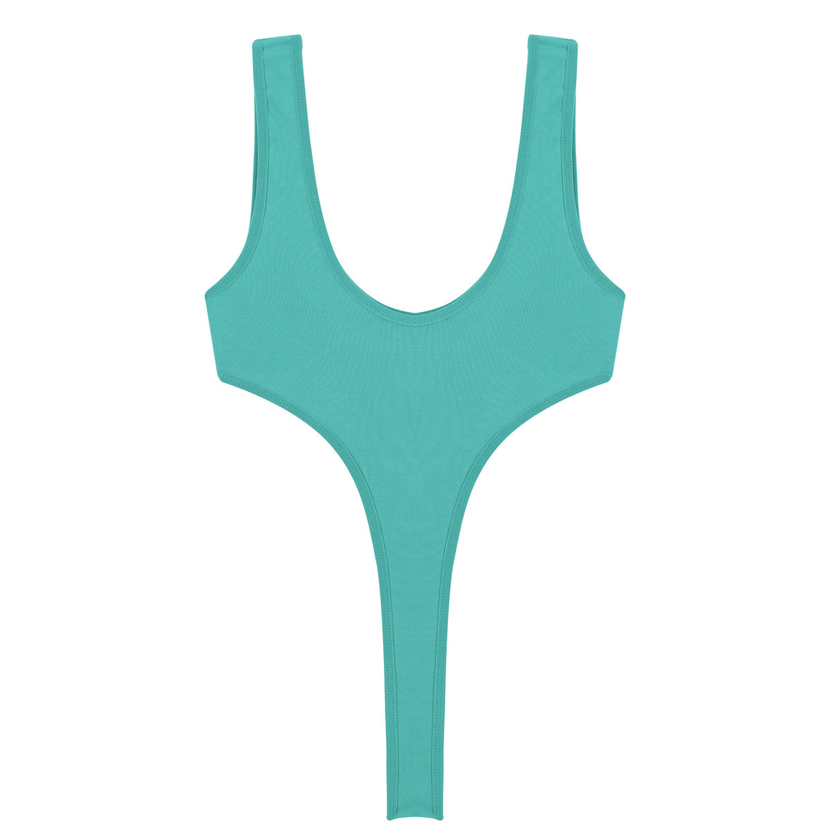Women's Swimsuit One Piece Silky See Through Sheer Lingerie Swimwear Deep Scoop Neck Sleeveless High Cut Thong Leotard Bodysuit