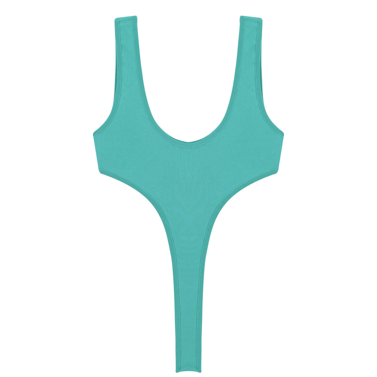 Women's Swimsuit One Piece Silky See Through Sheer Lingerie Swimwear Deep Scoop Neck Sleeveless High Cut Thong Leotard Bodysuit