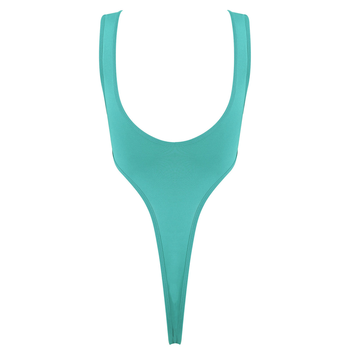 Women's Swimsuit One Piece Silky See Through Sheer Lingerie Swimwear Deep Scoop Neck Sleeveless High Cut Thong Leotard Bodysuit