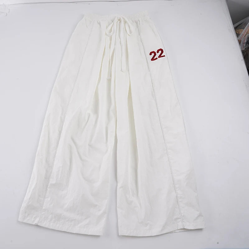 Edgy Streetwear Breathable Summer Loose Fit Casual Wide Leg Pants Women's Low Waist Flowy Palazzo Trousers 100% Nylon