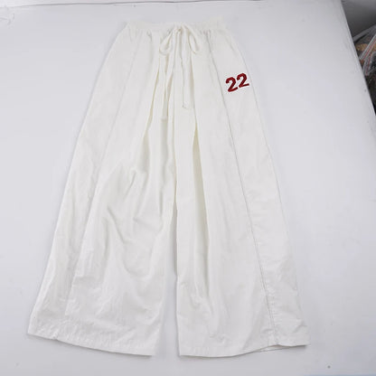 Edgy Streetwear Breathable Summer Loose Fit Casual Wide Leg Pants Women's Low Waist Flowy Palazzo Trousers 100% Nylon