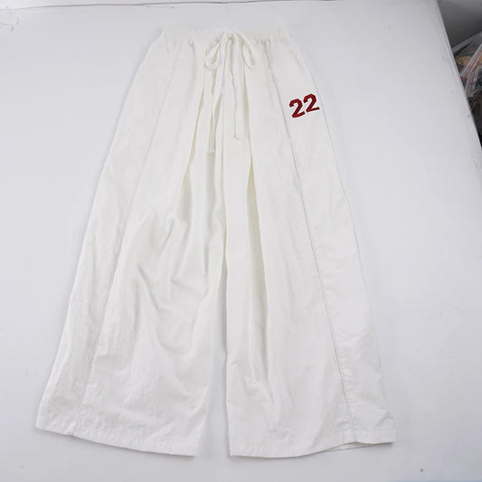 Edgy Streetwear Breathable Summer Loose Fit Casual Wide Leg Pants Women's Low Waist Flowy Palazzo Trousers 100% Nylon