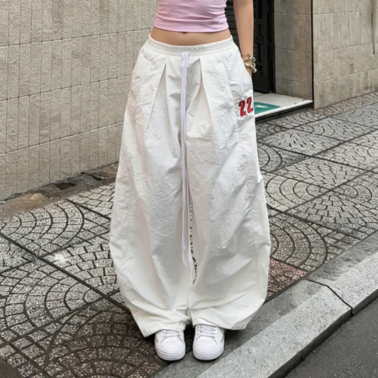 Edgy Streetwear Breathable Summer Loose Fit Casual Wide Leg Pants Women's Low Waist Flowy Palazzo Trousers 100% Nylon