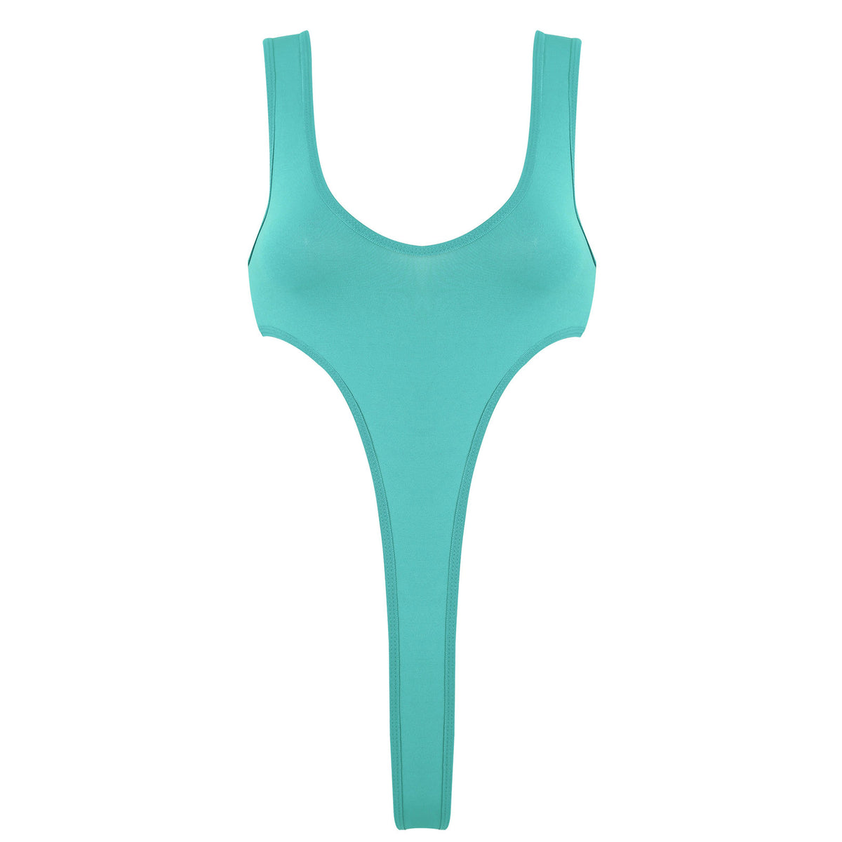 Women's Swimsuit One Piece Silky See Through Sheer Lingerie Swimwear Deep Scoop Neck Sleeveless High Cut Thong Leotard Bodysuit