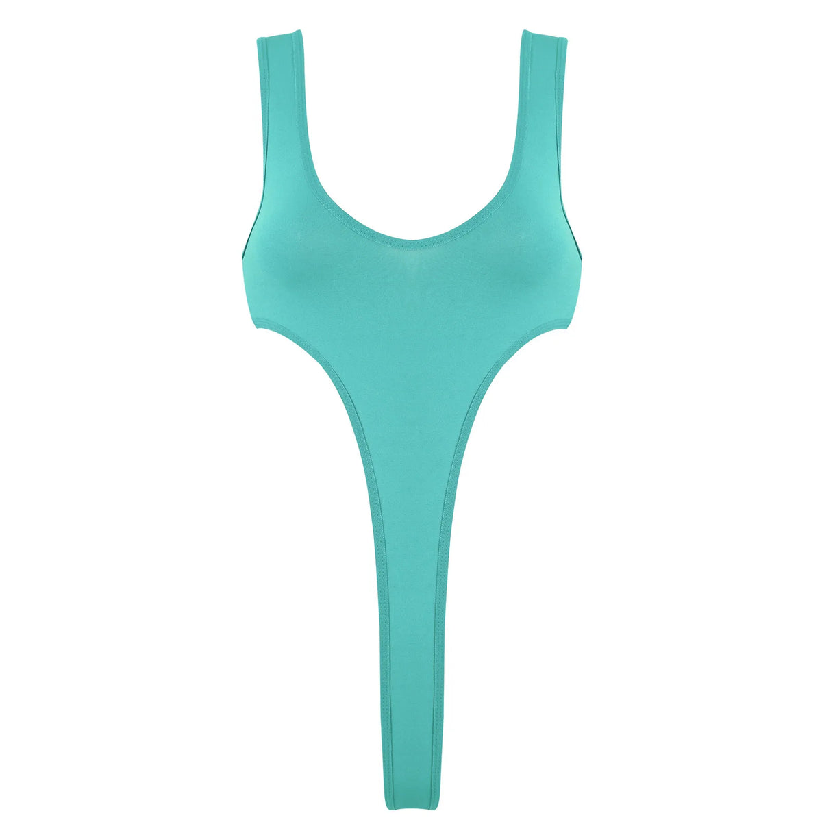 Women's Swimsuit One Piece Silky See Through Sheer Lingerie Swimwear Deep Scoop Neck Sleeveless High Cut Thong Leotard Bodysuit