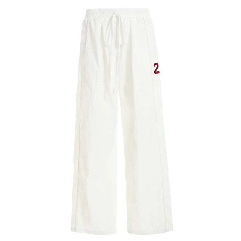 Edgy Streetwear Breathable Summer Loose Fit Casual Wide Leg Pants Women's Low Waist Flowy Palazzo Trousers 100% Nylon