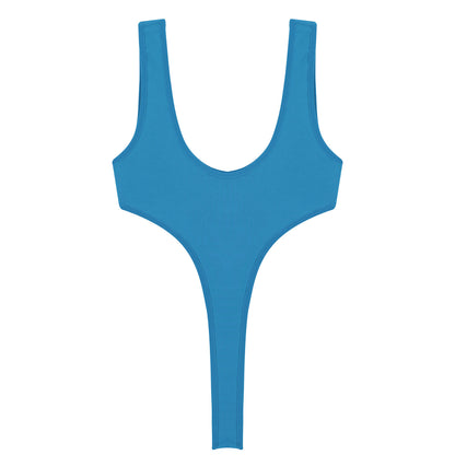 Women's Swimsuit One Piece Silky See Through Sheer Lingerie Swimwear Deep Scoop Neck Sleeveless High Cut Thong Leotard Bodysuit