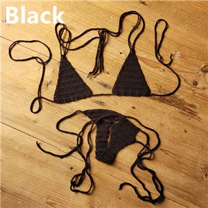 Cotton 13 Color Hand Crochet Micro Swimwear Women's Extreme Mini Sexy Bikini Set Sunbathing