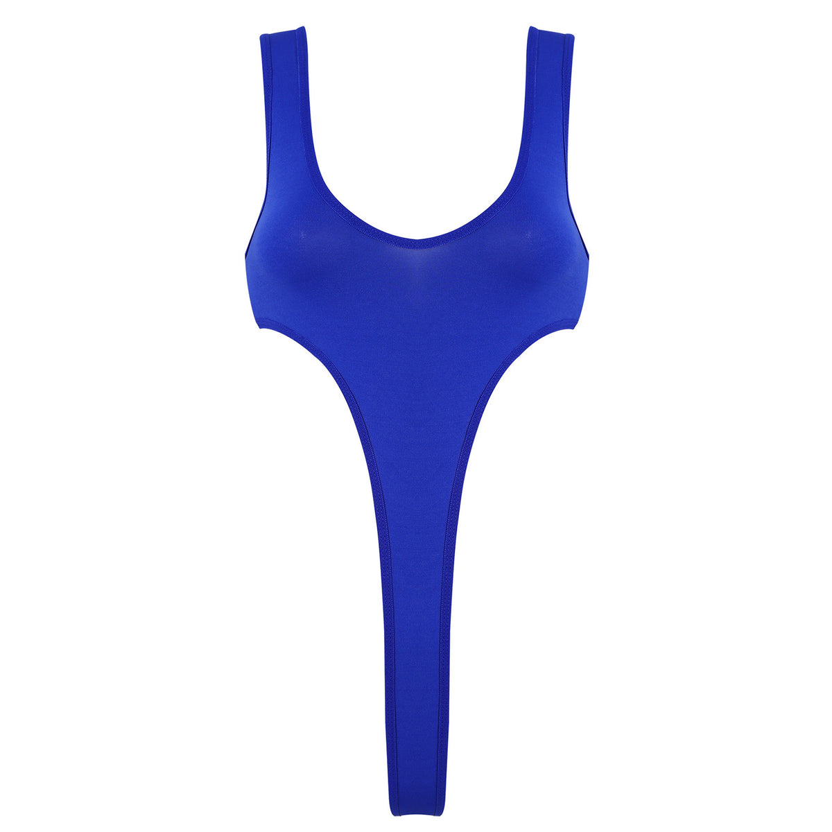 Women's Swimsuit One Piece Silky See Through Sheer Lingerie Swimwear Deep Scoop Neck Sleeveless High Cut Thong Leotard Bodysuit