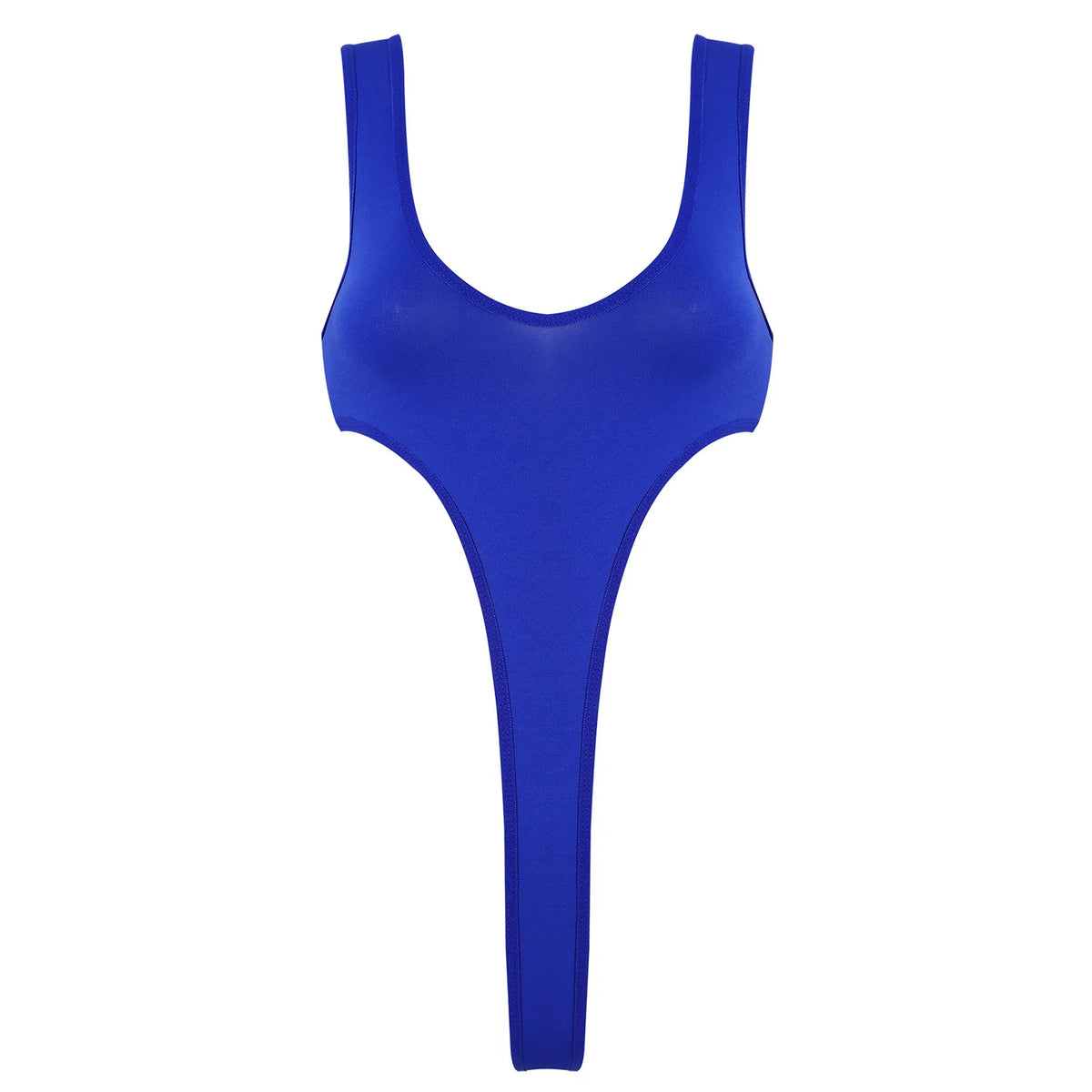 Women's Swimsuit One Piece Silky See Through Sheer Lingerie Swimwear Deep Scoop Neck Sleeveless High Cut Thong Leotard Bodysuit