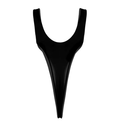 Women's Swimsuit One Piece Silky See Through Sheer Lingerie Swimwear Deep Scoop Neck Sleeveless High Cut Thong Leotard Bodysuit