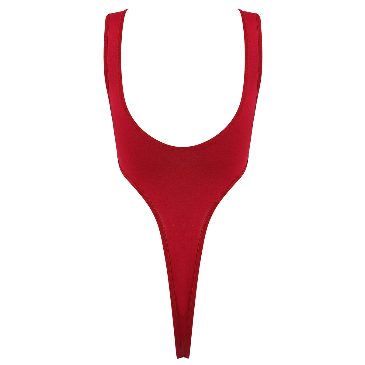 Women's Swimsuit One Piece Silky See Through Sheer Lingerie Swimwear Deep Scoop Neck Sleeveless High Cut Thong Leotard Bodysuit