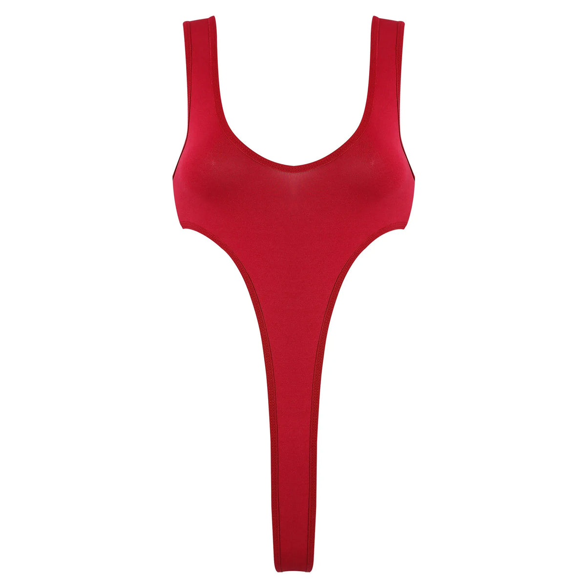 Women's Swimsuit One Piece Silky See Through Sheer Lingerie Swimwear Deep Scoop Neck Sleeveless High Cut Thong Leotard Bodysuit