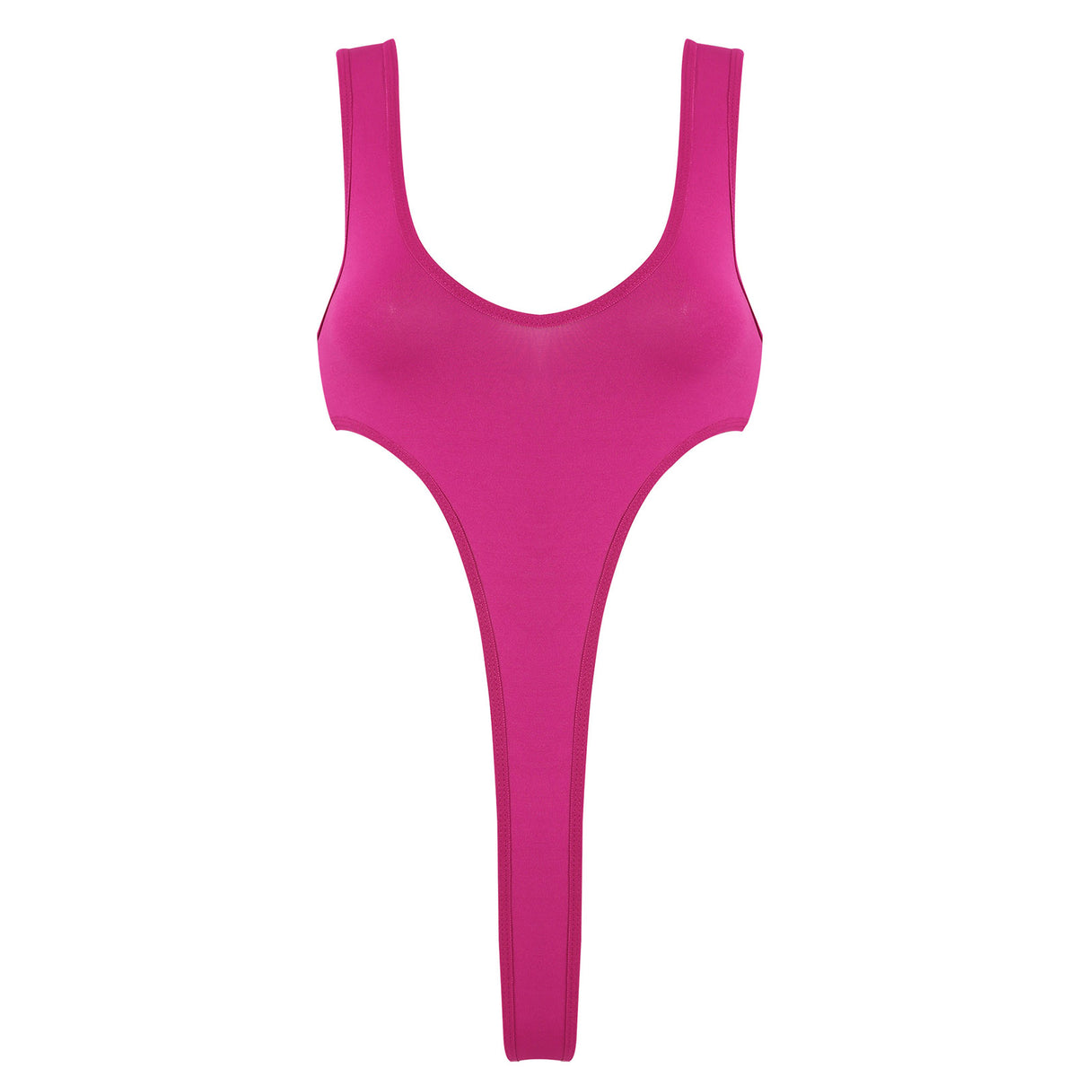 Women's Swimsuit One Piece Silky See Through Sheer Lingerie Swimwear Deep Scoop Neck Sleeveless High Cut Thong Leotard Bodysuit