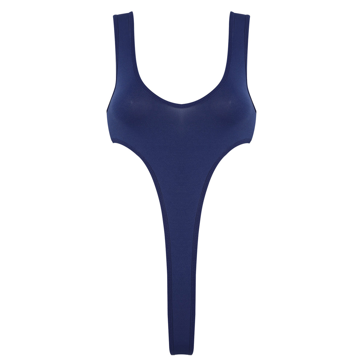 Women's Swimsuit One Piece Silky See Through Sheer Lingerie Swimwear Deep Scoop Neck Sleeveless High Cut Thong Leotard Bodysuit