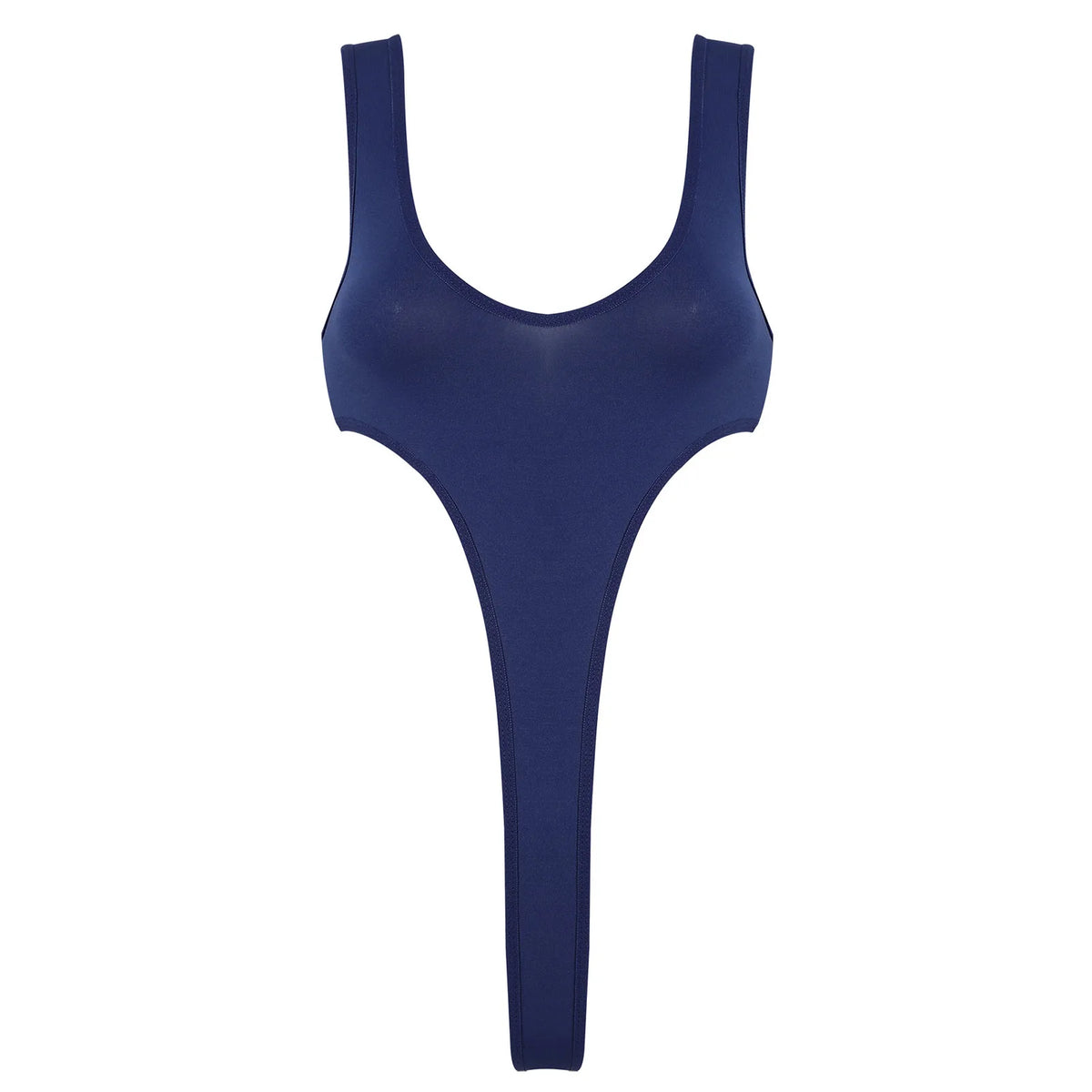 Women's Swimsuit One Piece Silky See Through Sheer Lingerie Swimwear Deep Scoop Neck Sleeveless High Cut Thong Leotard Bodysuit