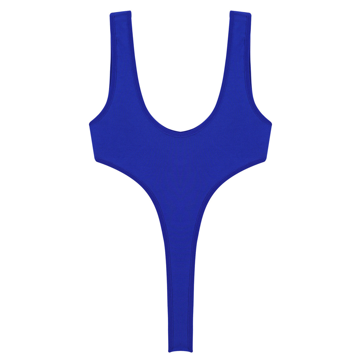 Women's Swimsuit One Piece Silky See Through Sheer Lingerie Swimwear Deep Scoop Neck Sleeveless High Cut Thong Leotard Bodysuit