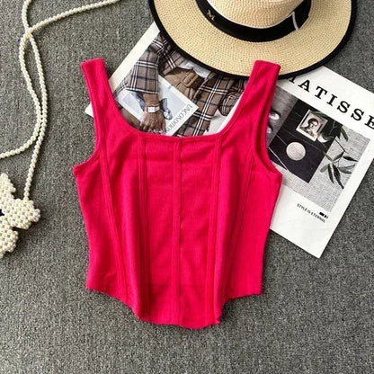 Vintage Denim Tanks Camis for Women Almighty Casual Sleeveless Zipper Spliced Femme Corset Crop Tops Elegant Chic Tank Camisoles