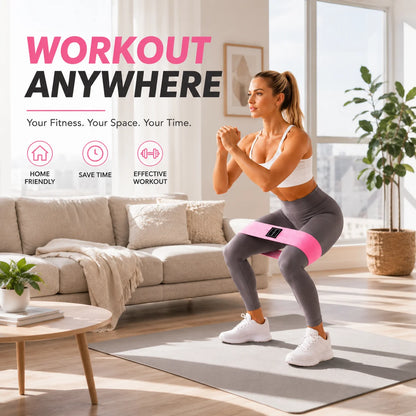 3PCS Fabric Resistance Bands Set for Women, Non Slip Workout Bands for Glutes, Legs & Home Fitness