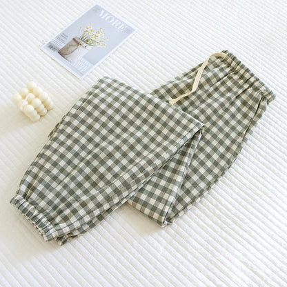 New Women's Casual Home Pants for Couple Plaid Sleepwear Pajama Pants Spring Summer Home Pants for Lovers Men Women Home Bottoms