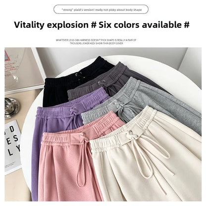 Open Pants Strap Sweatpants Women's Pants Autumn and Winter New High-waisted Straight Casual Pants Sweatpants Women's Mopping