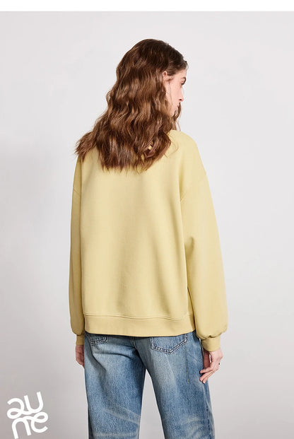 TOYOUTH Women Cotton Sweatshirt 2026 Spring New Knit Striped Turn-Down Collar Loose Unique Stylish Top