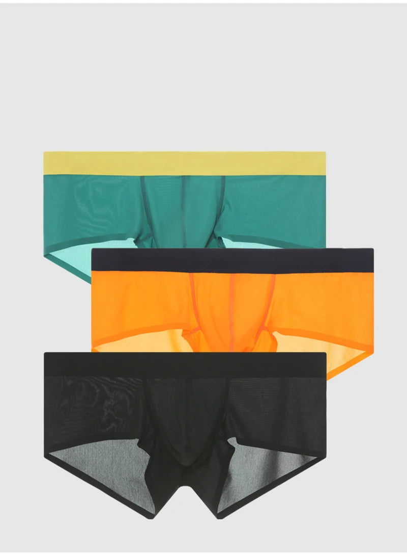 New Ultra-thin Quick Dry Mens Boxer Shorts Ice Silk Man Panties Seamless Sexy Underwear U Bulge Pouch Male Breathable Underpants