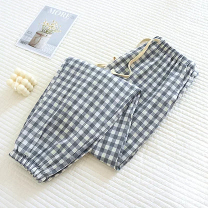 New Women's Casual Home Pants for Couple Plaid Sleepwear Pajama Pants Spring Summer Home Pants for Lovers Men Women Home Bottoms