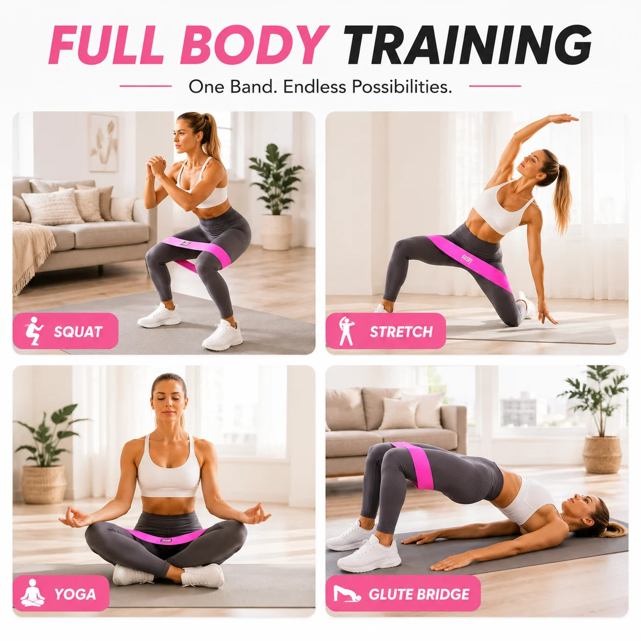 3PCS Fabric Resistance Bands Set for Women, Non Slip Workout Bands for Glutes, Legs & Home Fitness