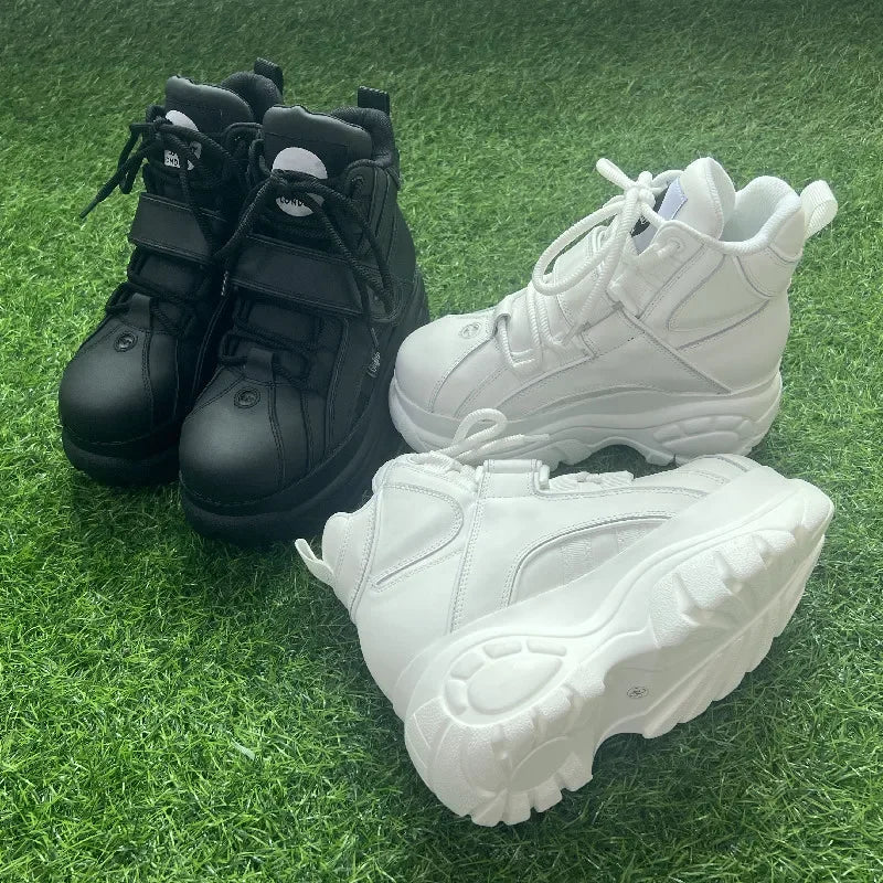 Fashion Women High-top Sneakers Retro Height-increasing Punk Casual Woman Shoes Tennis White Non-slip Comfortable Street Sneaker