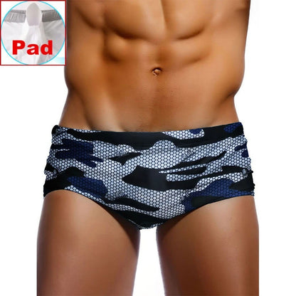 Sexy Swimming Trunks Mens Camouflage Swim Boxer Briefs Swimwear Young Man Swimsuit Beach Surfing Bathing Suit Shorts Zwembroek