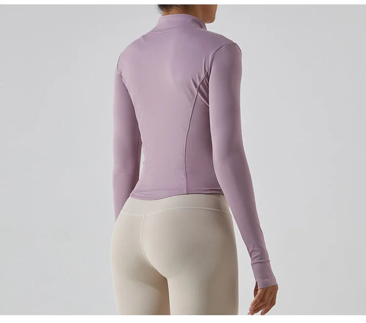 Zipper Long Sleeve Sports Jacket Women Fitness Yoga Shirt Gym Top Activewear Running Coats Push Up Workout Clothes Woman Jacket