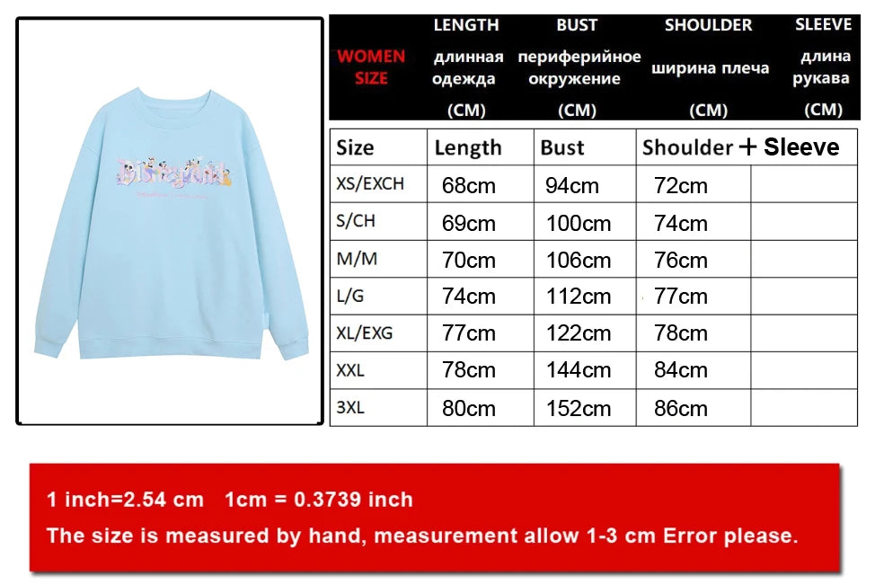 Disney Pink Disneyland Letter Embroidery Cartoon Mickey Minnie Cute Print Sweatshirt Zipper Women Jumper Fleece Pullover Unisex