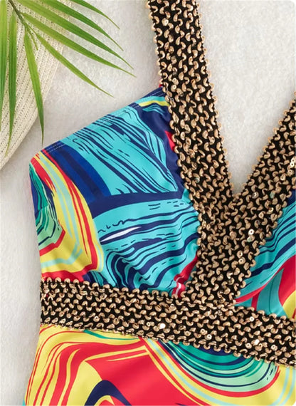 Vigoashely 2026 Sexy Print Strapped Swimwear Women Push UP One Piece Swimsuit Monokini Backless Hollow Summer Bathing Suit