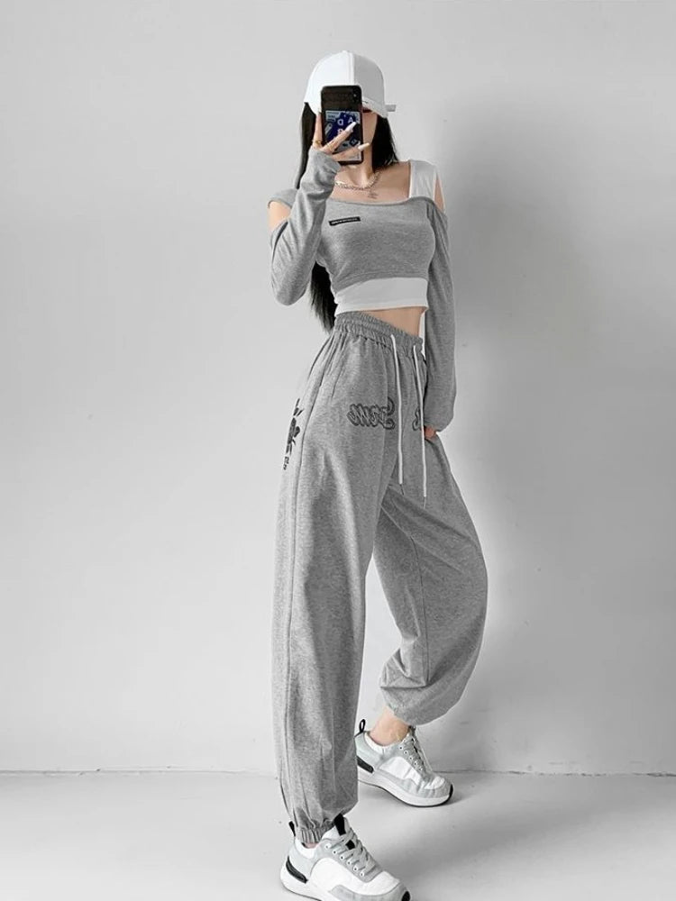 Floral Print Women's Dance Pants Hip Hop Joggers Loose Fit Trousers for Jazz Sportswear