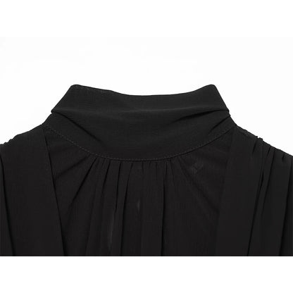 Women's Tops Summer Fashion Pleated Tops Women Turtleneck Sleeveless Tops Casual Female Chic Tops