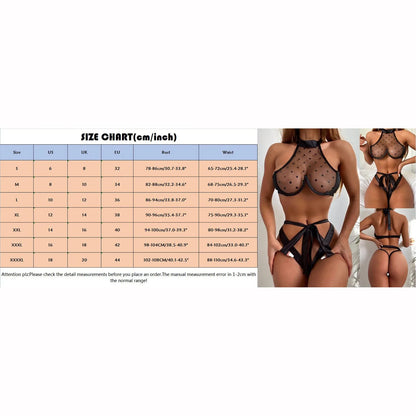 Sexy Adult Push Up Bra 2pcs Ultra-Thin Mesh Sexy Bra And Thong Set Hollow Halter Neck Sexy Lingerie For Women Lencerias Sexy