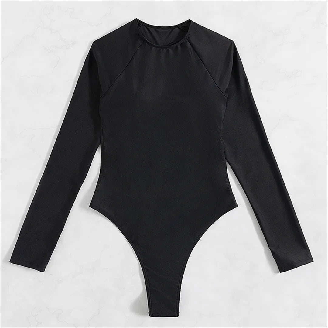 Diamond Rhinestones Long Sleeve Extreme Mini Micro Thong Women Swimwear One Piece Swimsuit Female Bather Bathing Suit Swim K4887