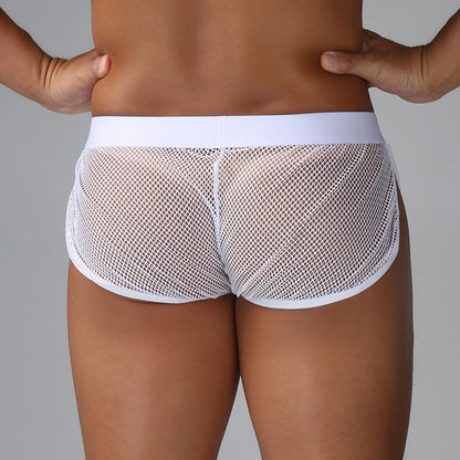 Sexy Man Boxers Transparent Mesh Underwear Men's Inner Pouch Panties Side Split See Through Boxer Shorts Boxershorts Underpants