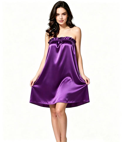 Sexy Women Suspenders Nightdresses Sleepwear Satin Silk Female Sleeveless Nightwear Sleep Nightdress Ladies Strapless Nightgown