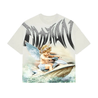 MIXED EMOTION Shirt Rhinestone Short Sleeve Men Women T-shirt Streetwear 100% Cotton Loose Round Neck Top Tees Oversized Tee Top