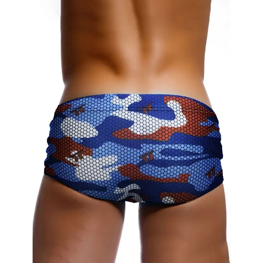 Sexy Swimming Trunks Mens Camouflage Swim Boxer Briefs Swimwear Young Man Swimsuit Beach Surfing Bathing Suit Shorts Zwembroek