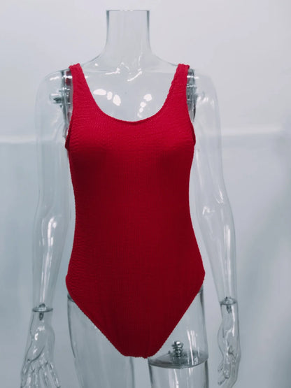 Sexy Ribbed Wrinkled One-piece Bikini Female Swimsuit Women Push Up Bra Swimwear